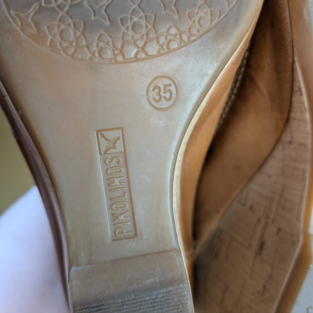 Pikolinos bare feet and Capri sandals Tan Leather Wedge Size 35 = 4.5, 5 US - Picture 13 of 14